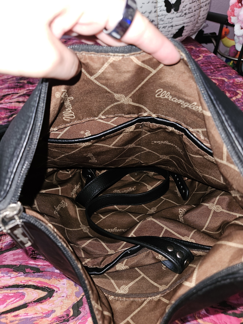 Wrangler Black Studded Shoulder Bag with Silver Accents - Picture 5 of 5